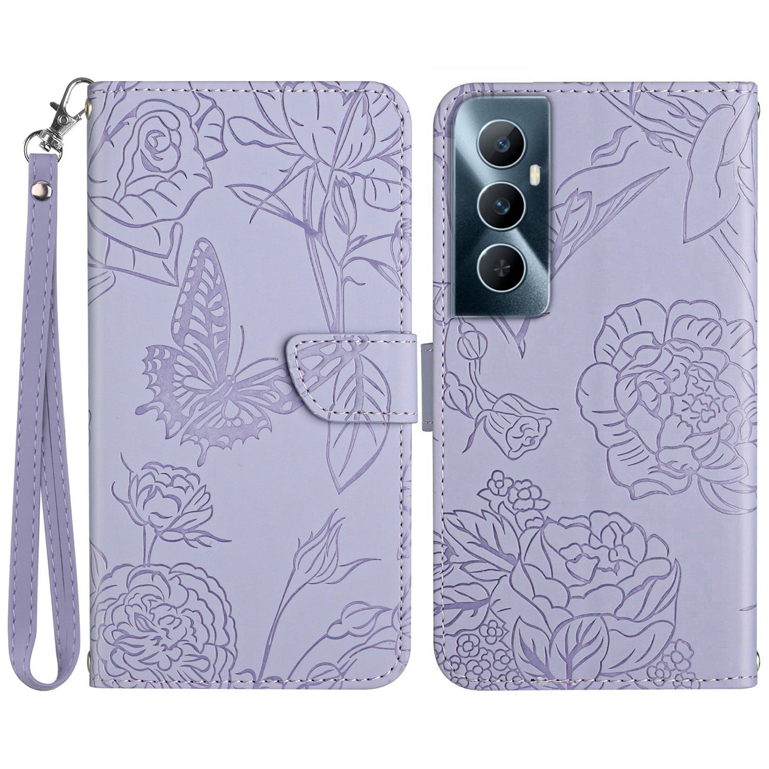 HT03 For Realme C65 4G PU Leather Phone Stand Case Imprinted Pattern Phone Wallet Cover with Hand Strap HT03 For Realme C65 4G PU Leather Phone Stand Case Imprinted Pattern Phone Wallet Cover with Hand Strap